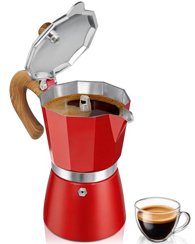 Red aluminum stovetop cup - stovetop, 3-cup
